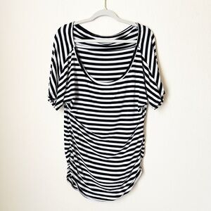 Charlotte Russe Black and Gray Stripped Scoop Neck Casual Blouse